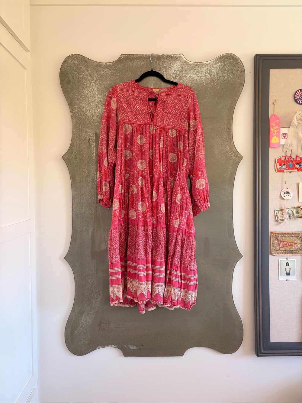 MATTA NWOT pink floral long sleeve boho dress